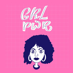 GRL PWR. Handwritten stock lettering typography. Vector