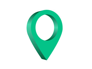 Navigation symbol. Green graphic element used to show a place on a digital map. Location icon.