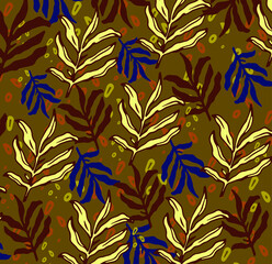 Fototapeta premium Modern tropical leaves with leopard print with beautiful color combination. Vector graphics 