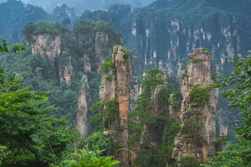 Fototapeta na wymiar Landscape of Stone Tianzi Mountain pillars in Zhangjiajie