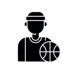 Basketball player glyph icon. Vector fill black illustration.