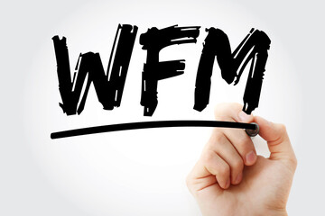 WFM - WorkForce Management acronym with marker, business concept background.
