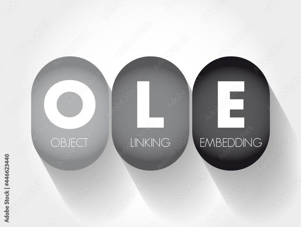 Poster ole - object linking and embedding acronym, technology concept background