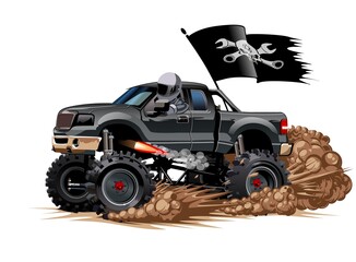 Cartoon Monster Truck - 446623428