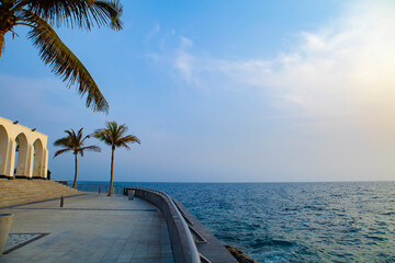 Fototapeta na wymiar Jeddah beach Saudi Arabia - Red Sea corniche View , Waterfront 
