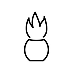 Flowerpot flat icon. Flower pictogram for web. Line stroke. Plant isolated on white background. Outline vector eps10