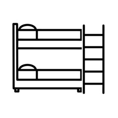 Bunk bed flat icon. Pictogram for web. Line stroke. Isolated on white background. Outline vector eps10