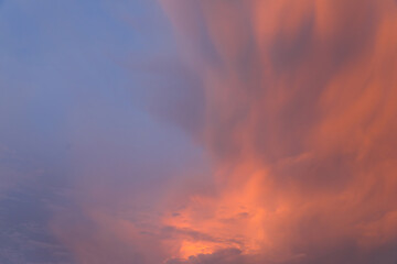 Beautiful sky. Clouds in twilight sky in evening. Colorful sky in twilight time.