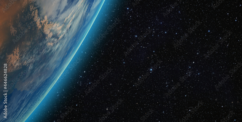 Aufkleber view of earth from outer space with millions of stars around it.