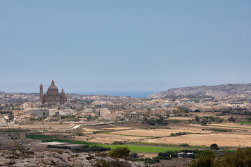 Panoramic view city and landcsape Gozo island. Malta.