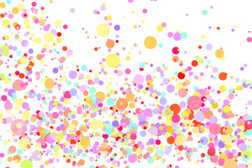 Light multicolor background, colorful vector texture with circles. Splash effect banner. Glitter dotted abstract illustration with blurred drops of rain. Pattern for web page, banner. Copy space