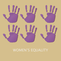 text womens equality and violet hands