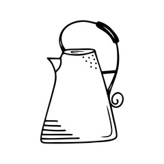 Hand drawn jug, watering can for caring for flowers and garden plants isolated on a white background. Doodle, simple outline illustration. It can be used for decoration of textile, paper.