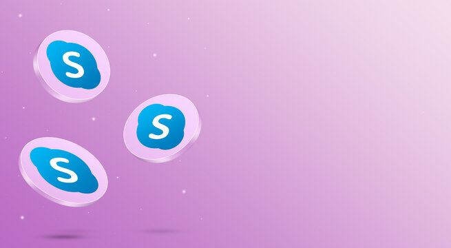 Social media skype icons 3d render
