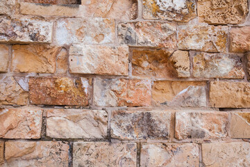 Stone wall made of natural seashell stone.