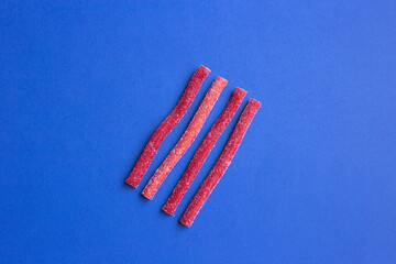 red marmalade on a blue background