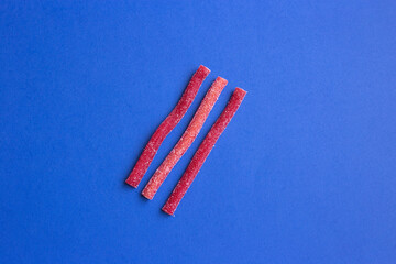 red marmalade on a blue background