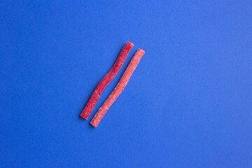 red marmalade on a blue background