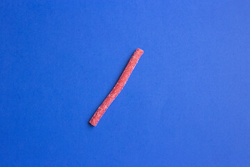 red marmalade on a blue background