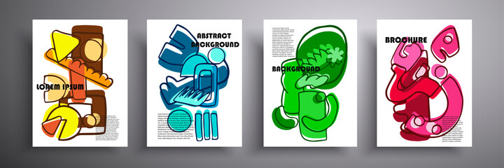 Graphics of contemporary art. Abstract covers set, cover minimal design. Geometric background. Ideal for interior paintings, posters, covers or banners.