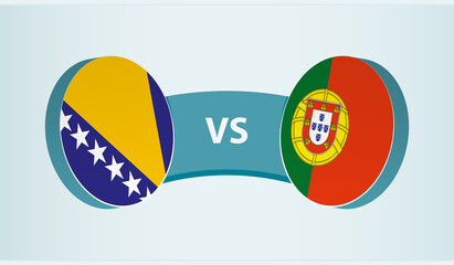 Bosnia and Herzegovina versus Portugal, team sports competition concept.