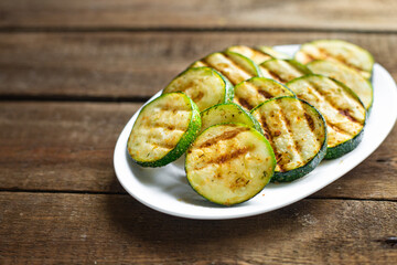 zucchini grilled vegetables healthy snack vegetable on the table, copy space food background rustic veggie vegan or vegetarian food