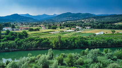 landscape with lake and mountains