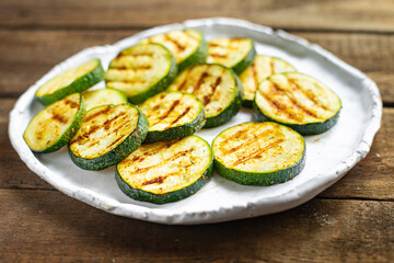 zucchini grilled vegetables healthy snack vegetable on the table, copy space food background rustic veggie vegan or vegetarian food