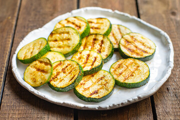 zucchini grilled vegetables healthy snack vegetable on the table, copy space food background rustic veggie vegan or vegetarian food