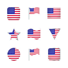 USA Flag Icons Set