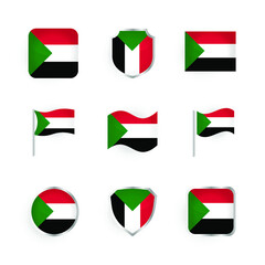 Sudan Flag Icons Set