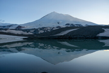 mountain, landscape, nature, mountains, sky, clouds, volcano, peak, summer, green, snow, travel,...