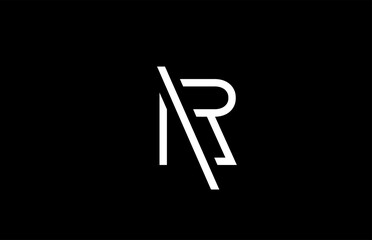 R line alphabet letter logo for business template. Simple creative icon design for lettering and identity in white and black