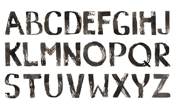 Ink handwritten alphabet letters typography