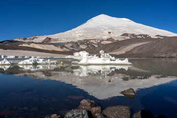 mountain, landscape, nature, mountains, sky, clouds, volcano, peak, summer, green, snow, travel,...