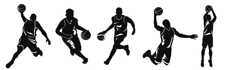 4 Basketball player silhouette set © Jira