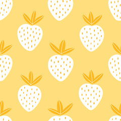 Seamless pattern with colorful fruits for textile design. Summer background in bright colors. Hand-drawn trendy vector illustration.