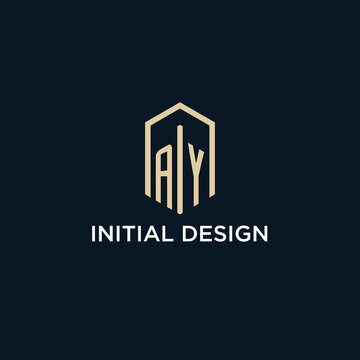 AY initial monogram logo with hexagonal shape style, real estate logo design ideas inspiration