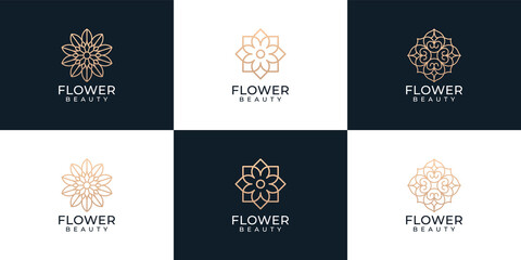 Set of creative beauty flower spa logo bundle