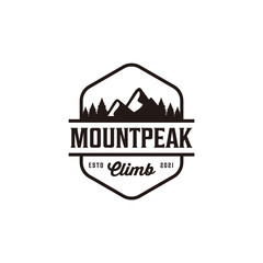 Vintage adventure badge mountain travel climb hill camp logo design