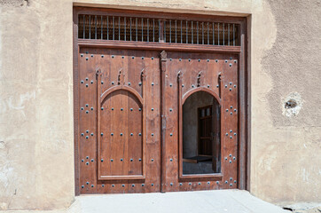 Main door of historical Al Zubarah fort, Qatar