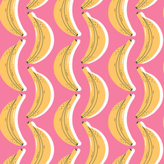 Seamless pattern with colorful fruits for textile design. Summer background in bright colors. Hand-drawn trendy vector illustration in memphis style.