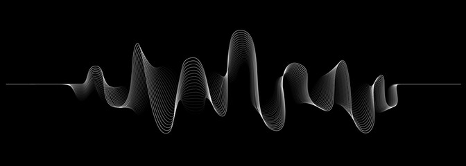 abstract vector blue colored wave lines on dark background