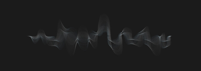 abstract vector blue colored wave lines on dark background