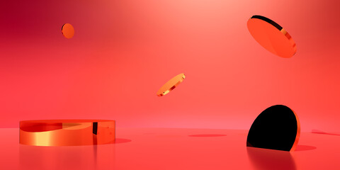 Psychedelic abstract background with geometric shapes. 3D rendering