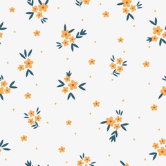 cute little orange flowers on a white background pattern .vector texture . fashionable print for textiles and
