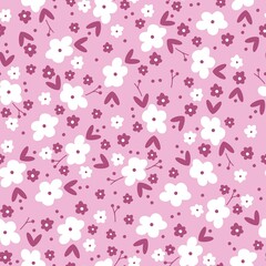 cute white flowers on pink background pattern .vector texture . fashionable print for textiles and wallpaper.