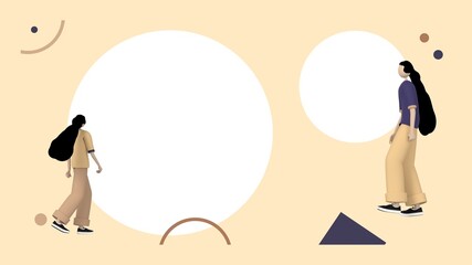 Woman gesture on isolated soft brown color background, different pose, trendy 3d illustration, 3d render.