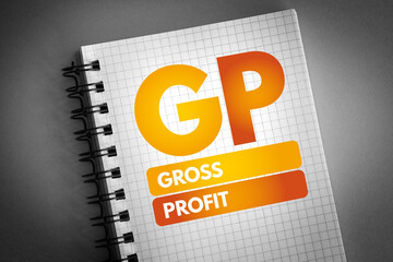 GP - Gross Profit acronym on notepad, business concept background