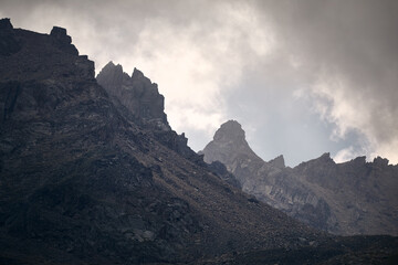 Foggy Rock in the mountains in Kazakhstan